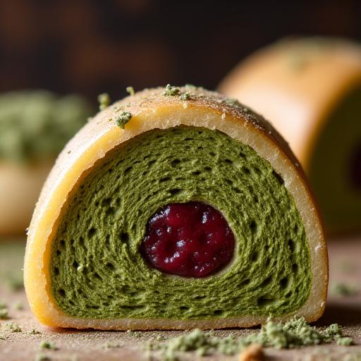 抹茶あんパンの断面