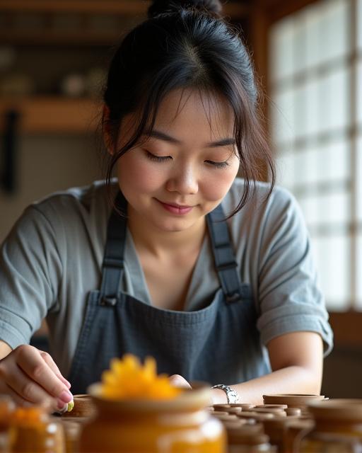 京都の工房で陶器を制作する小林さん